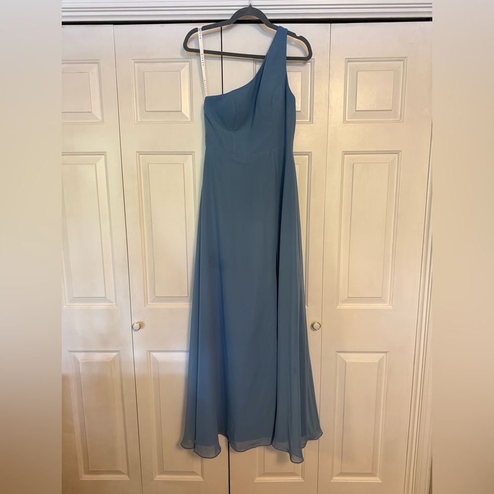 Azazie - Steel Blue Chiffon - Size A6 Bridesmaid Dress.
